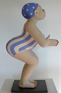 Schwimmerin Keramik Figur