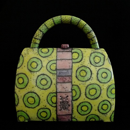 Kunst Tasche in Pop Art Raku von Margit Hohenberger