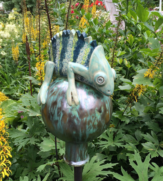 Chamäleon Dekofigur Gartenkeramik