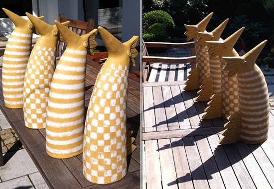 Keramikvögel trocknen in der Sonne Keramikvögel trocknen in der Sonne