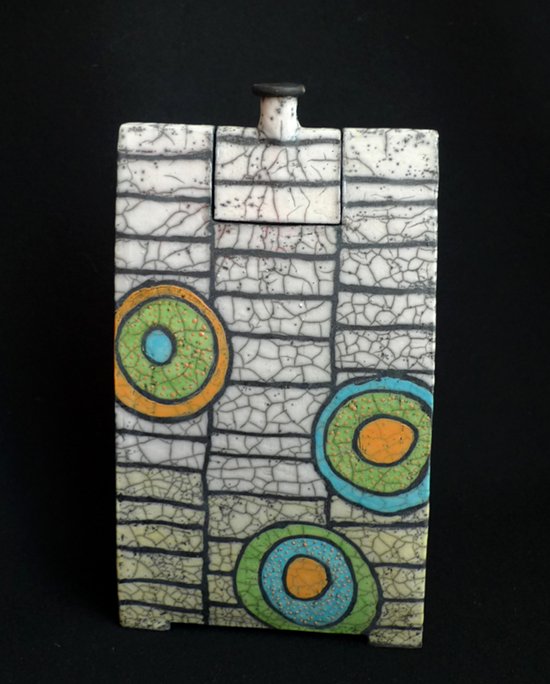 Raku Keramik Vase mit Deckel (oder als Dose) Raku Keramik Vase mit Deckel (oder als Dose)