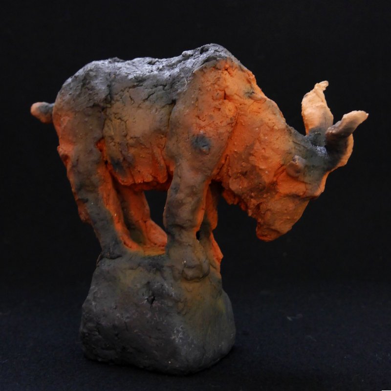 Ziegenbock Tierfigur Raku Keramik