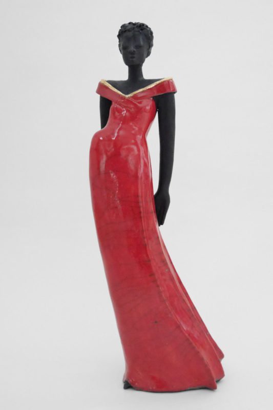 Lady in Red - Raku-Skulpur