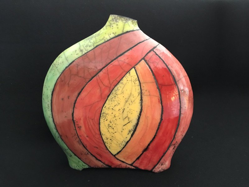 Pop Art Raku Vase von Margit Hohenberger