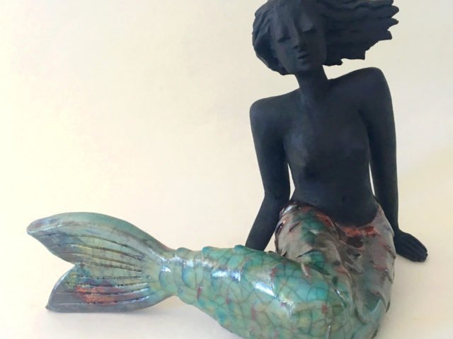 Raku Figur Meerjungfrau