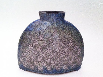 Raku-Vase blau